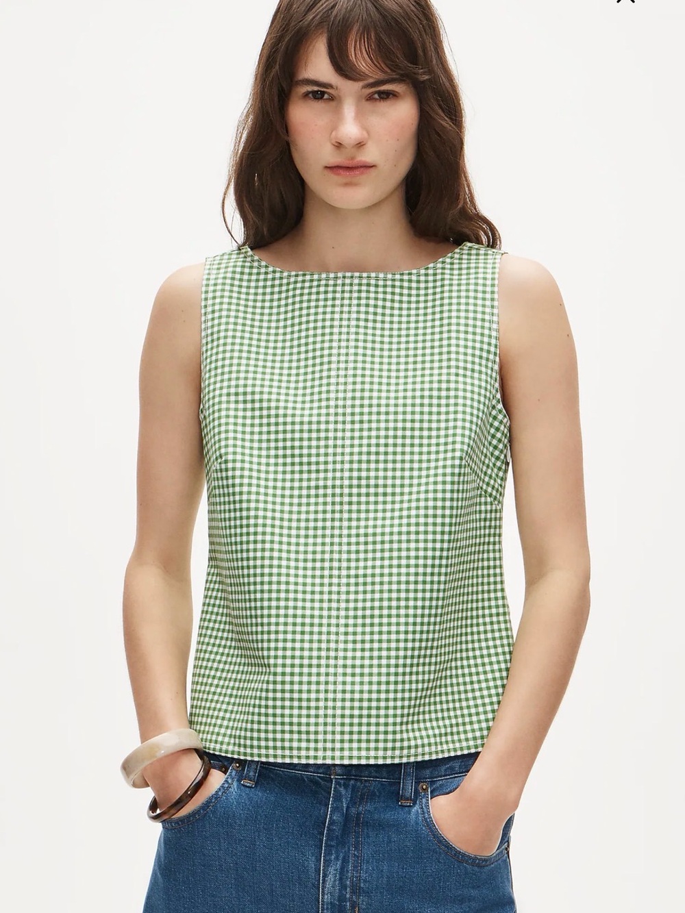 Shell top in gingham double cotton poplin size 0